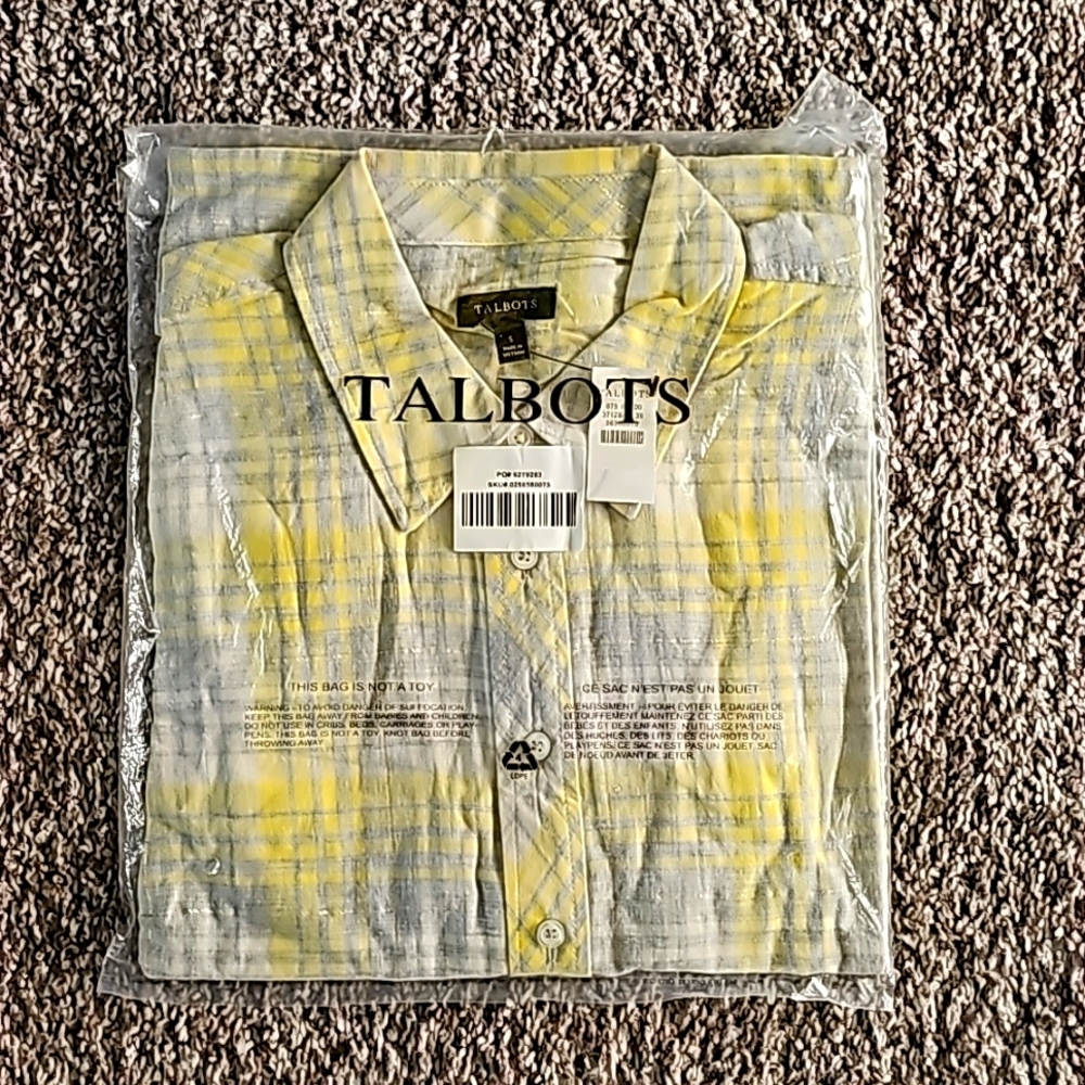 Talbot's button-down women's casual long-sleeve cotton shirt.
